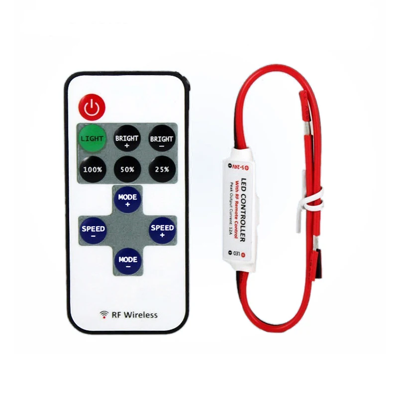 DC5-24V Mini 11Keys RF Wireless Led Remote Controller Led Dimmer Controller For Single Color Light Strip SMD5050/3528/5730/3014/