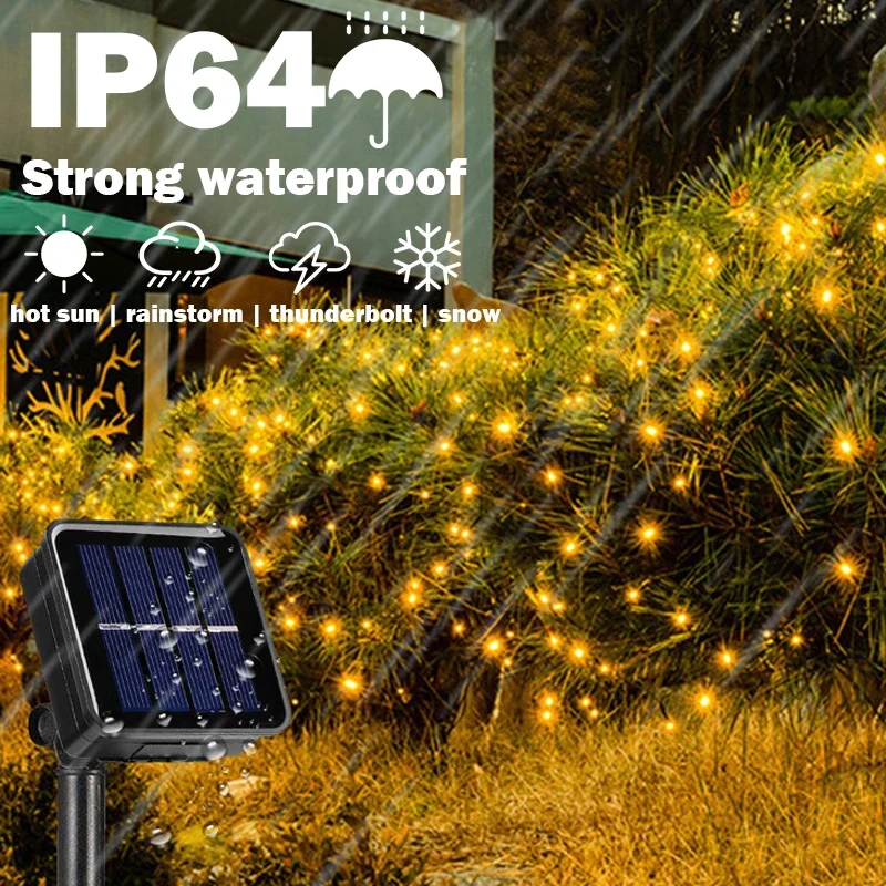 300LED พลังงานแสงอาทิตย์ String ไฟกันน้ํากลางแจ้งทองแดงลวดไฟ Fairy 8 โหมดเหมาะสําหรับงานแต่งงานตกแต่งคริสต์มาส
