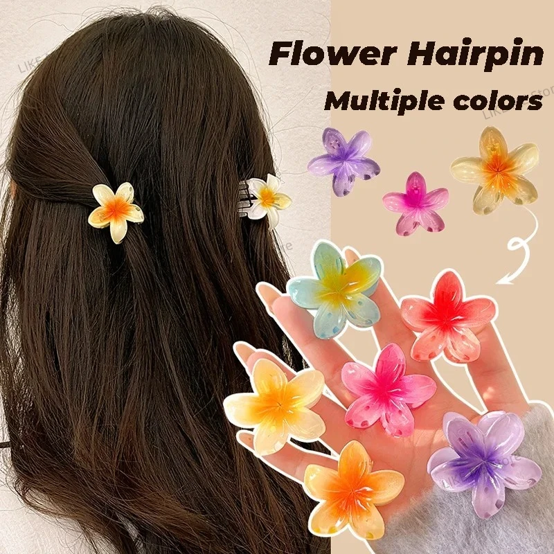 Pinzas para el cabello con gradiente hawaiano, pinzas para el cabello con flores, tocados de moda de tamaño pequeño, pasador de cangrejo, accesorios para el cabello para mujer
