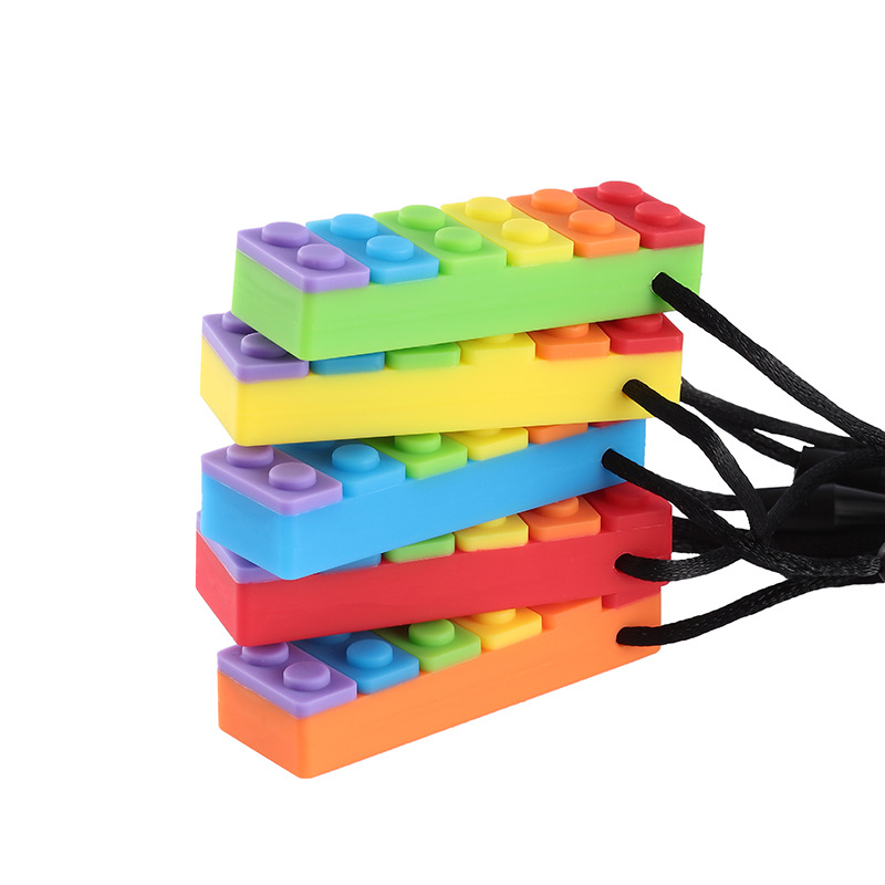 1 unidad de collar para masticar sensorial, ladrillo masticable para niños, lápiz para morder de silicona, juguete mordedor, mordedor de silicona para niños con autismo