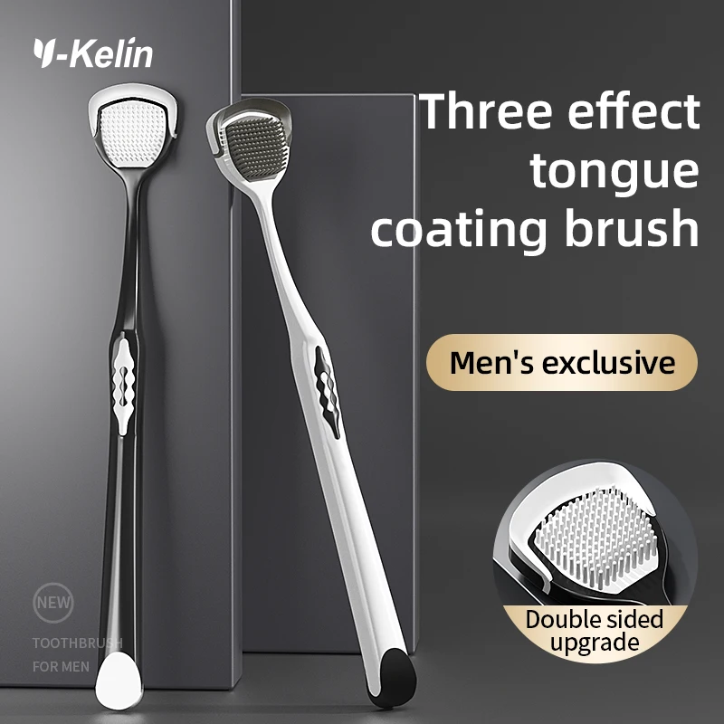 Y-kelin Men's Tongue Scraper Brush  Removal Tool Oral Cleaning and Odor   Coating 