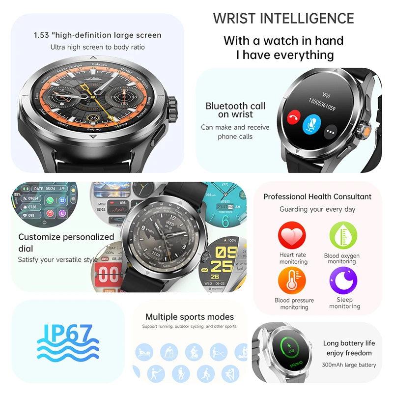 2025, neue S4 Ultra Outdoor-Sport-Smartwatch für Herren, AMOLED-Bildschirm, NFC, GPS, Kompass, Herzfrequenz, wasserdicht, Bluetooth-Anruf, Smartwatch
