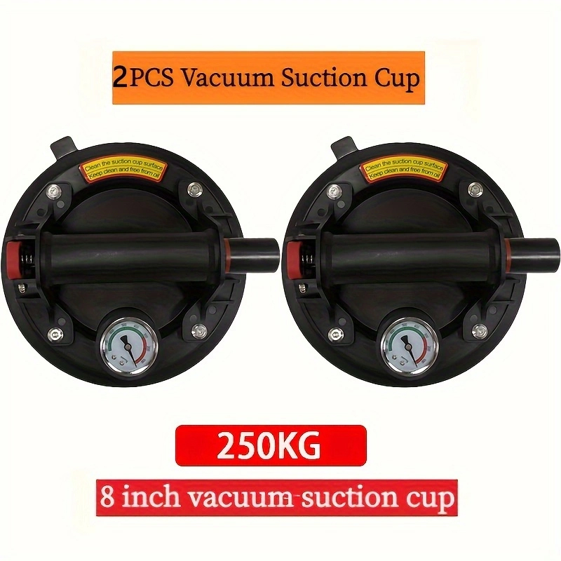 Levantador de ventosa a vácuo resistente de 8 polegadas - capacidade de carga de 550 lb, à prova de vazamentos para manuseio de vidro, telha e pedra 1 unidade/2 unidades