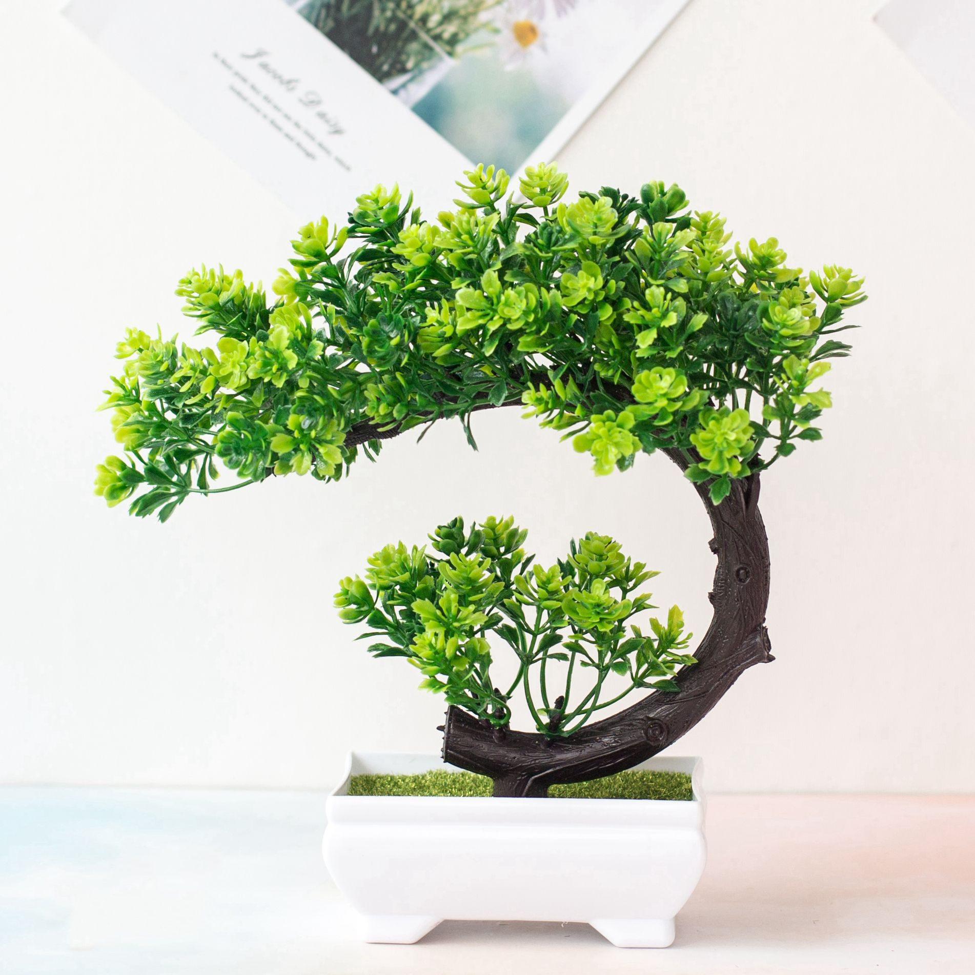 Crescent Style Bonsai Simulation Plant Thousand Layer Flower Bonsai Home Decoration Fake Floral Creative Gift Ornaments