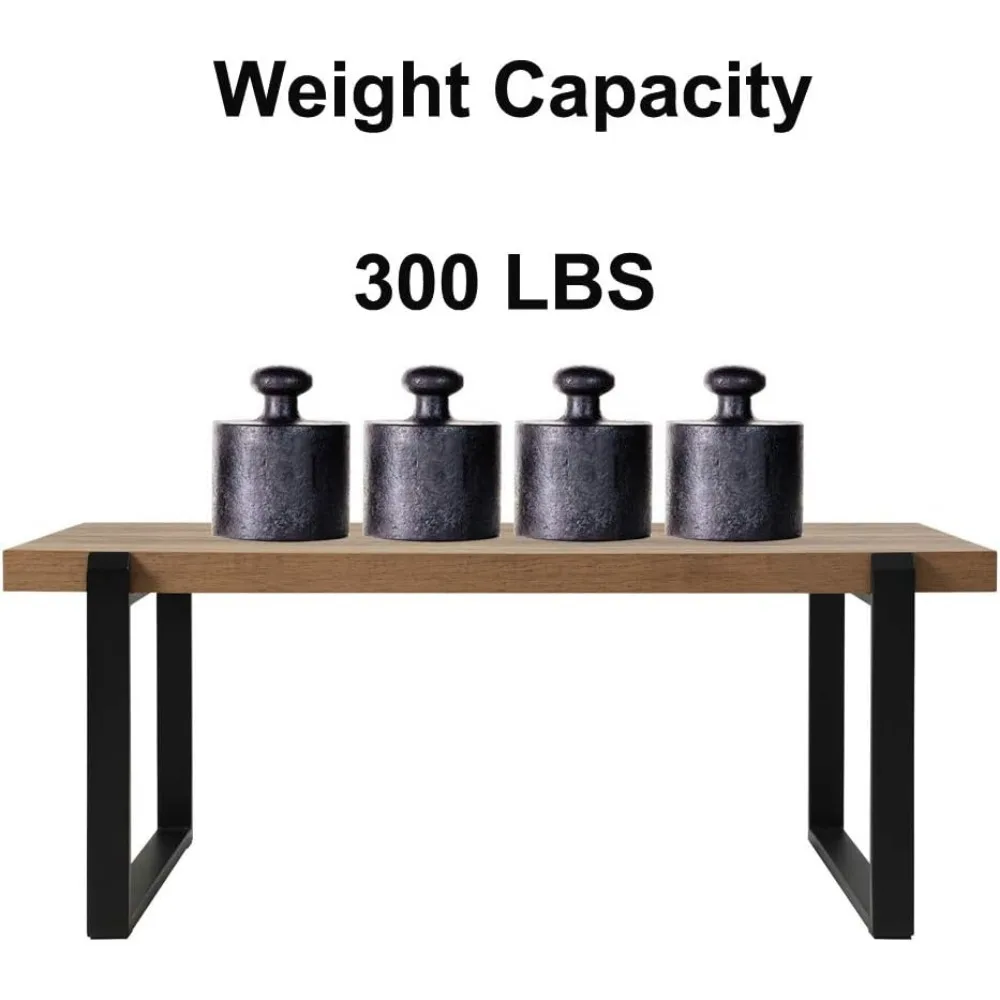 Mesa de centro rústica, mesa de coquetel industrial de madeira e metal para sala de estar, 23,6"D X 47,2"W X 18"H