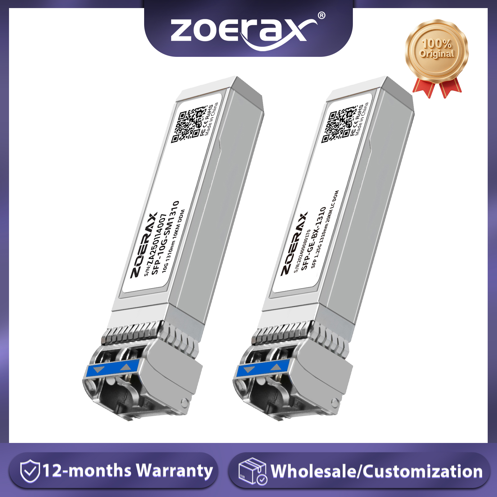 ZoeRax 10/1,25G SFP + одномодовый LC дуплексный модуль приемопередатчика 1310 нм 10 км DDM оптоволоконный модуль для Cisco/TP-Link/другие бренды