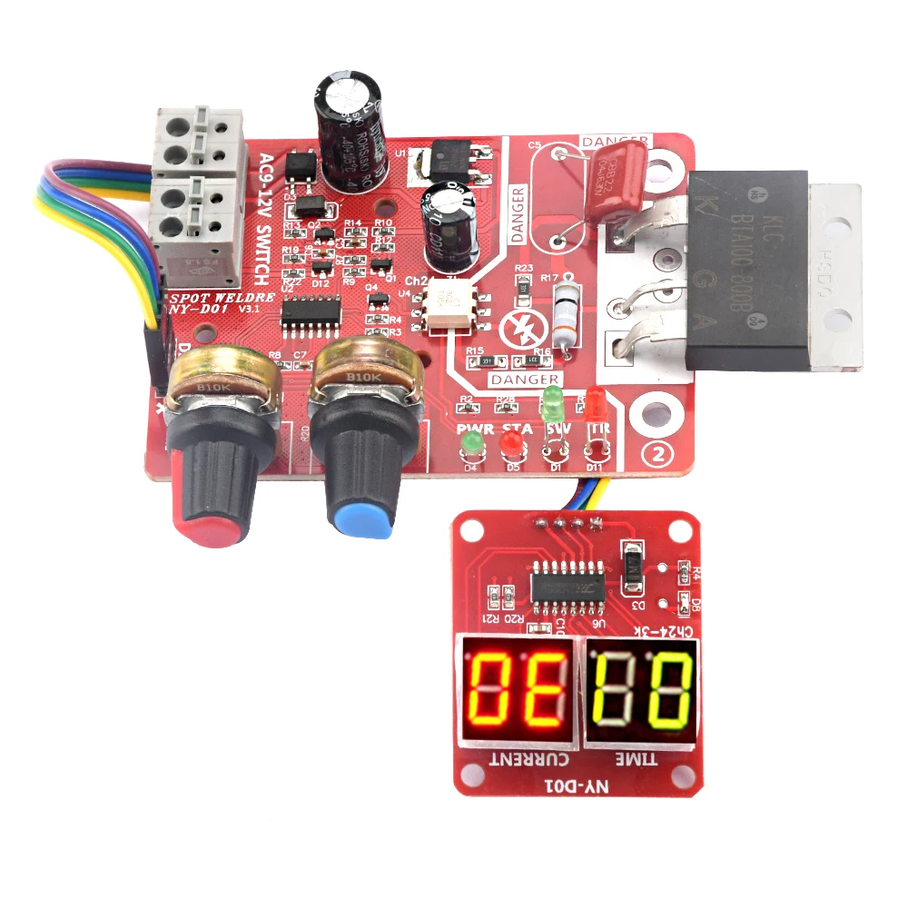 NY-D01 40A 100A Spot Welder Control Module Digital Display Spot Welding Time And Current Controller Panel Timing Digital Display