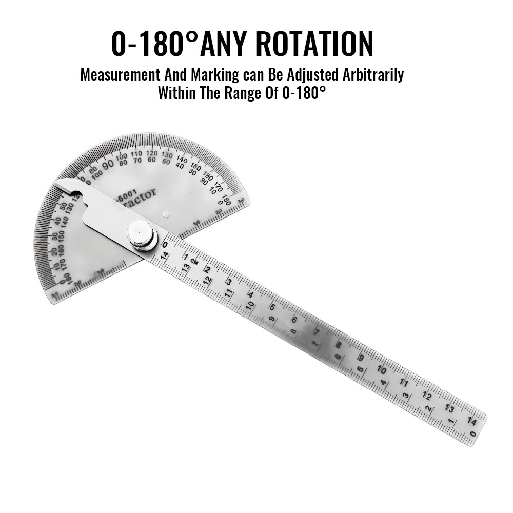 Angle Meter Measure Protractor Ruler Metal Finder 180 Degree Guage Goniometer Stainless Steel Woodworking Wood Measurement Tool