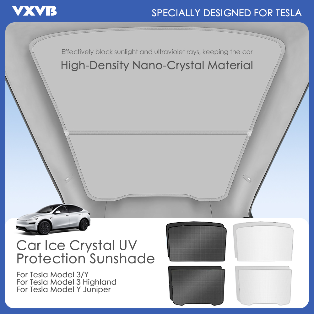 Для Tesla Model 3/Y Model 3 Highland Model Y Juniper 2025 ледяная ткань, пряжка, стеклянная крыша, солнцезащитный козырек автомобиля, передний и задний люк на крыше, прожектор