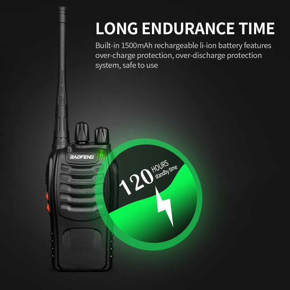 2 pièces BAOFENG BF-888S UHF 400-470MHz FM Transcsec Rechargeable Radio Bidirectionnelle Portable Déterminer Walperforé Talkie Longue Distance