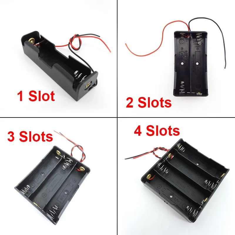 5 uds 1, 2, 3, 4 puertos de ranuras AA 2AA 3AA 4AA 1,5 v 3v 4,5v 6v tamaño caja de almacenamiento de batería soporte 3Xaa 2xaa aa con cables h