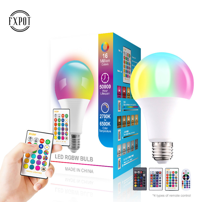 16-farbige E27-RGB-Fernbedienungsbirne mit LED-Licht für Zimmer, intelligente Glühbirne, Dimmer, geringer Stromverbrauch, energiesparende, verstellbare Glühbirne