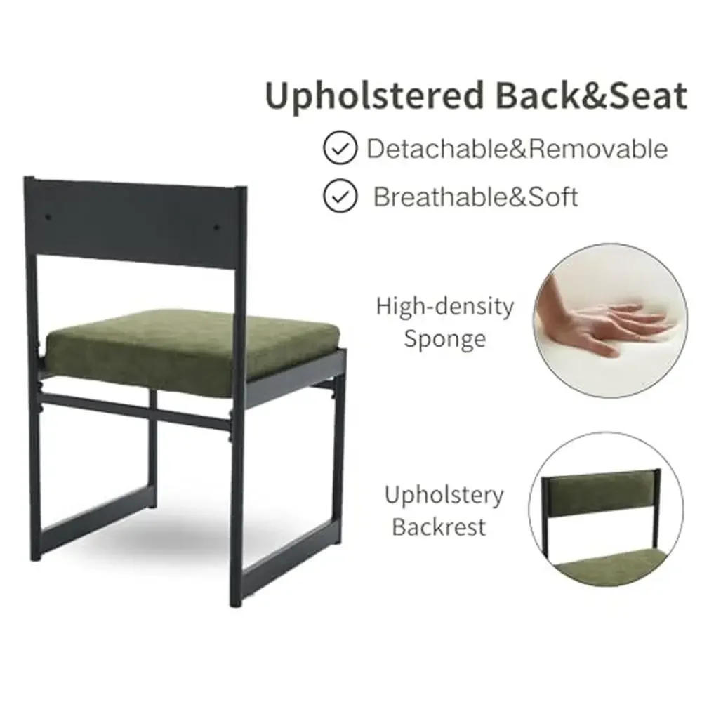Modern Upholstered Dining Chairs Set 8 Metal Frame Armless Fabric Side Chair High Weight Capacity Rotatable Foot Pad Easy