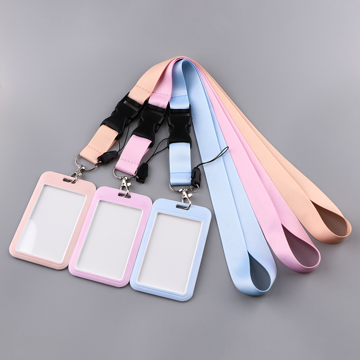 Pure Color Neck Strap ID Holders Lanyards Keychain Student Badge Holder Hang Rope Lariat Lanyard Mobile Phone Accessories