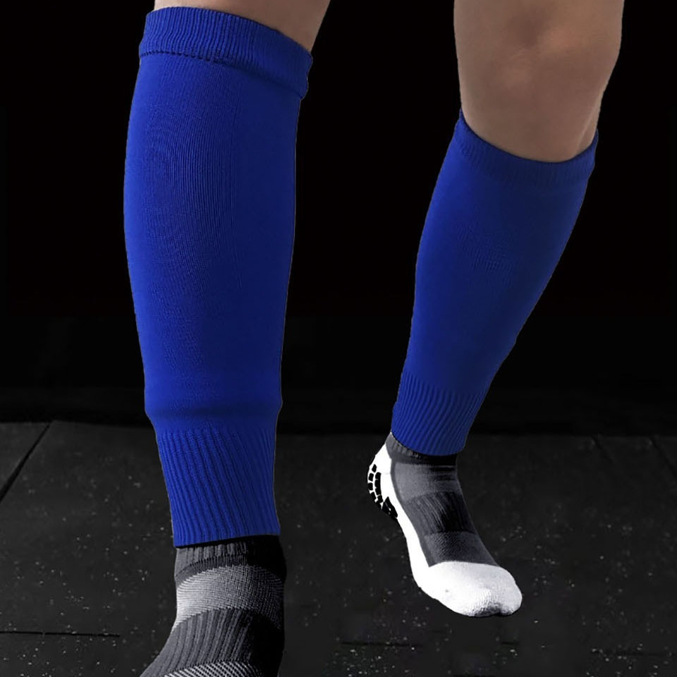 LOOGDEEL 1 Paar feste Fußballsocken für Erwachsene, Beinschützer, für Kinder, hohe Elastizität, atmungsaktives Netz, einlagige Taschen, bodenlose Socken