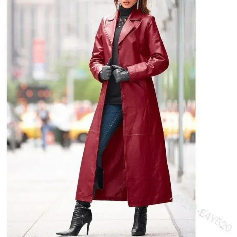 Abrigo de piel sintética para mujer, Otoño Invierno, manga larga, Color sólido, cuello vuelto, botón, moda informal, cálido, cómodo, ajuste Regular