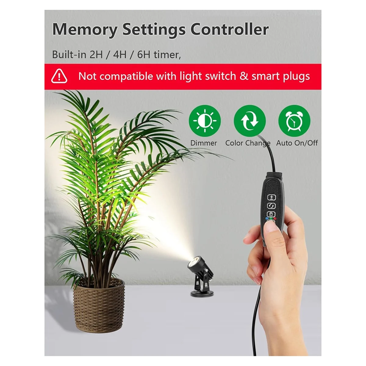 Faretti BABQ per interni Luci per interni con timer, faretto da pavimento da 3 W per interni, spina americana per luce 3000K/4000K/5000K