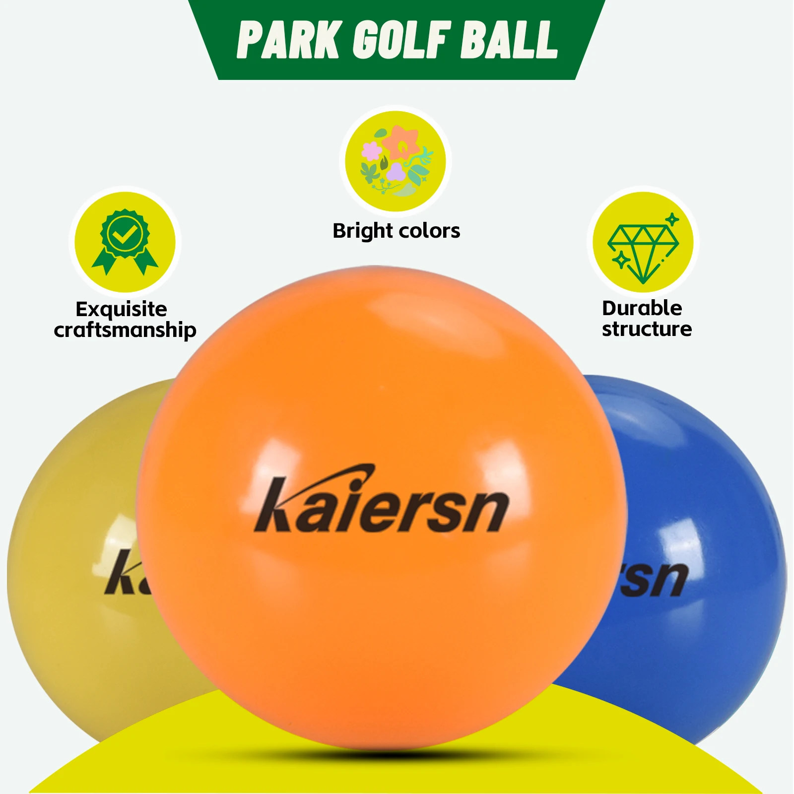 Palline da golf colorate da parco Kaiersn - Palline da allenamento durevoli da 6 cm/2,36 pollici per allenamento all'aperto, bambini e adulti (opzioni multicolori)