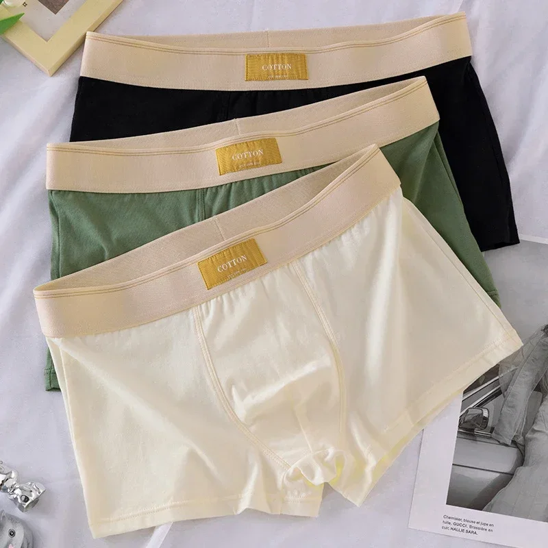 3 uds pantalones cortos ropa interior de Color sólido para hombres calzoncillos transpirables bragas finas sexis lencería convexa en U bragas para hombres L-4XL