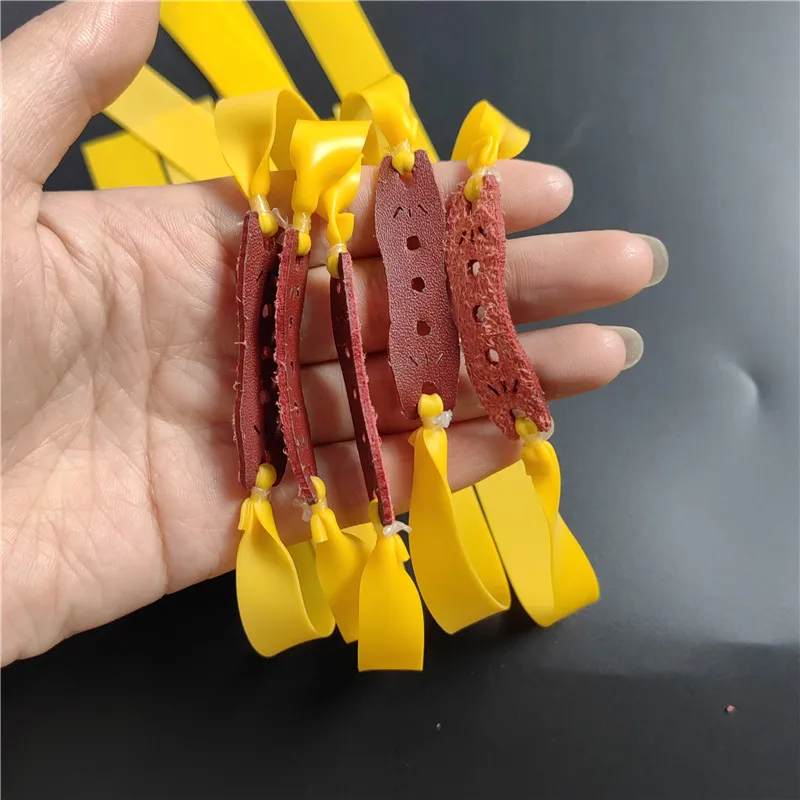 5/10 Pcs Thickness 0.75mm/0.03inch, Leather Color And Design Random, Regular Thickness Slingshot Latex Flat Rubber Band Shooting