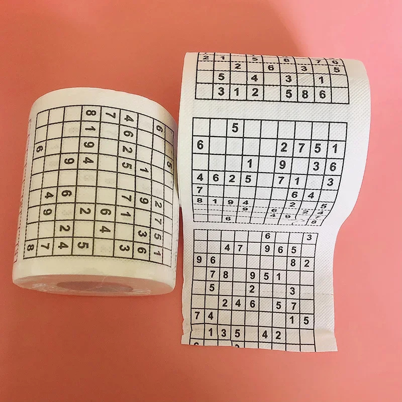 1PC Creative Sudoku เกมห้องน้ํากระดาษเกมม้วนกระดาษผ้าเช็ดตัว Tenacity ทนทานตลกพิมพ์กระดาษห้องน้ําอุปกรณ์เสริม