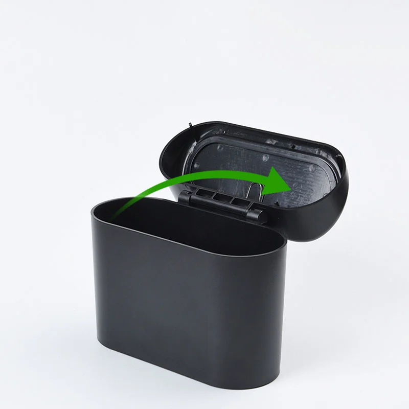 Cubo de basura para coche, caja de almacenamiento para polvo de basura colgante para vehículo, cubo de basura cuadrado de presión de plástico, suministros para coche
