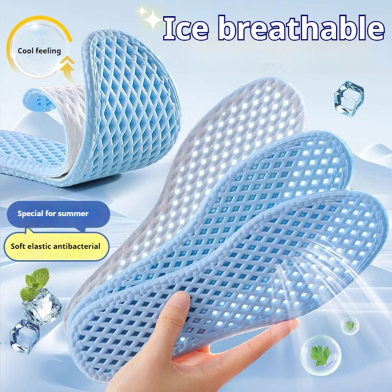 Plantillas de malla transpirables para zapatos de hombre, plantilla fresca de verano para pies, deportes para correr, suela de zapato con absorción de impacto, almohadillas para zapatos de espuma viscoelástica