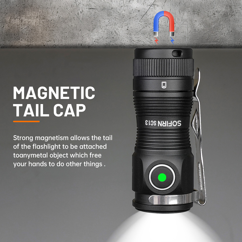 Sofirn SC13 519A 5000K Mini potente luz LED 1100lm 18350 linterna recargable con magnético