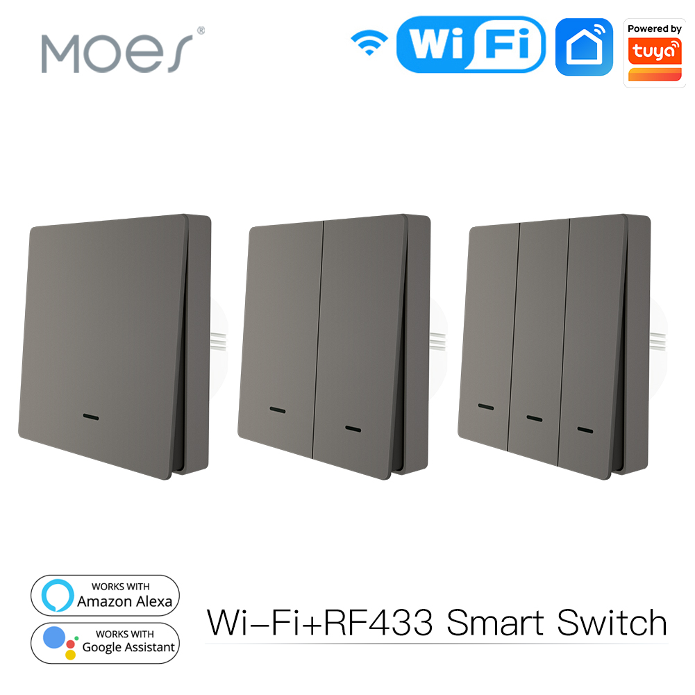 MOES WiFi Smart Drukknop Wandlichtschakelaar RF433 Zender Smart life Tuya App Afstandsbediening Werkt met Alexa Google Home