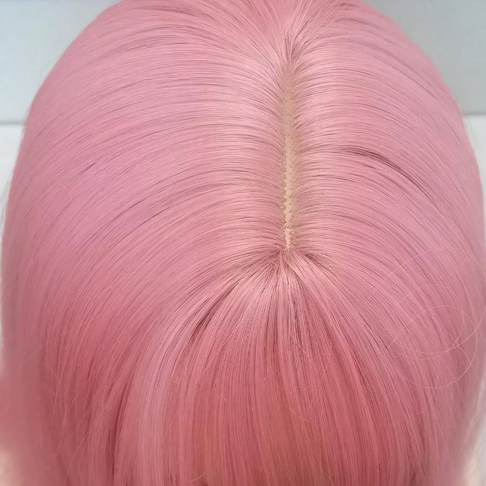 MSIWIGS 女性の合成コスプレロリータウィッグカットバングブルーピンクブロンドレッドロングストレートヘアパーティーレディガール