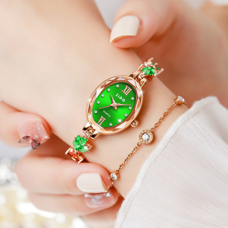 Relojes UTHAI V22 para mujer, reloj femenino ligero de lujo con incrustaciones de diamantes, reloj de pulsera de cuarzo ovalado resistente al agua para mujer