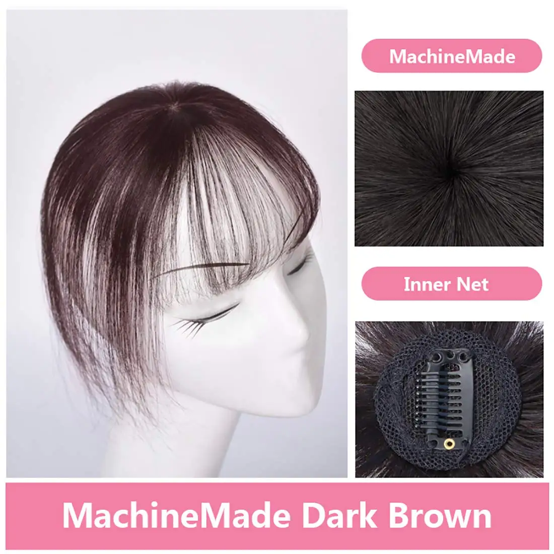 franja de cabelo sintético com clipe de topper de cabelo na extensão do cabelo estilo ar 3D franja de cabelo leve