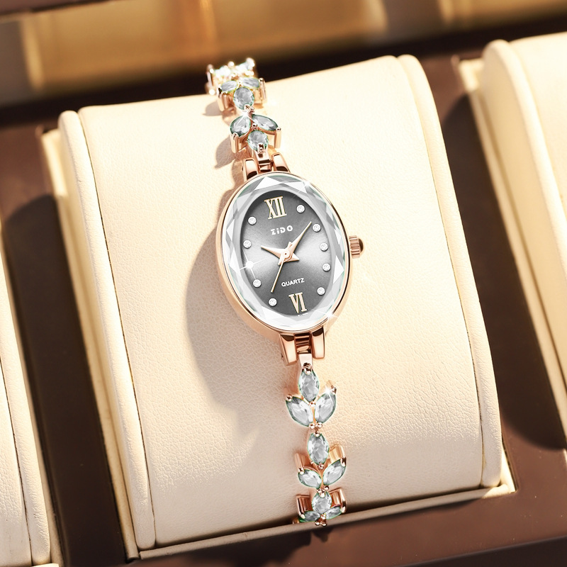 Relojes UTHAI V22 para mujer, reloj femenino ligero de lujo con incrustaciones de diamantes, reloj de pulsera de cuarzo ovalado resistente al agua para mujer