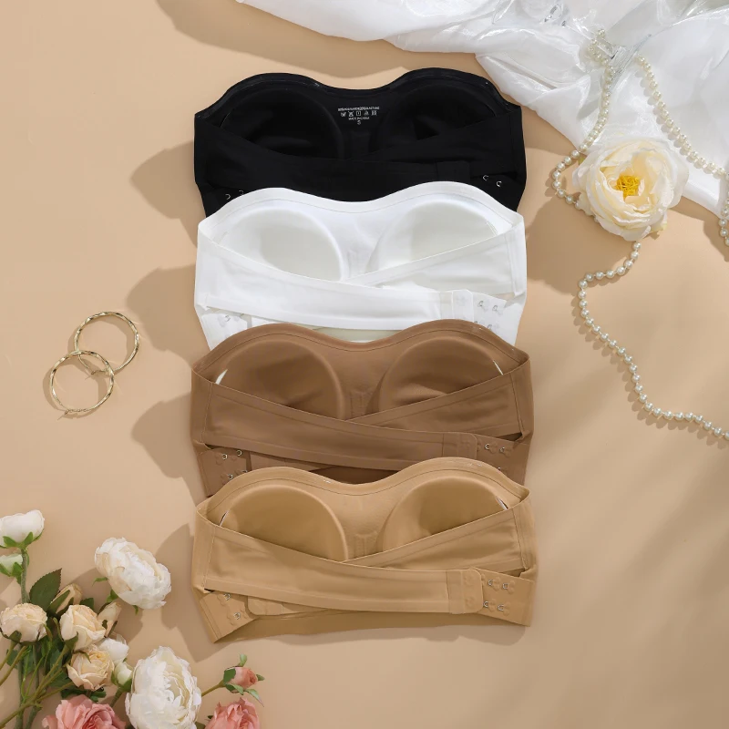 1 pc/3 unidades/pacote ymqj removível acolchoado macio gelo seda traceless mulheres brasseries fio livre sutiã sem costura para mulher sutiã sem alças