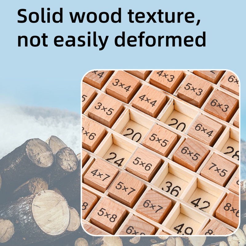 나무 곱셈 보드 게임, 81 큐브 블록 몬테소리 9*9 답변이있는 테이블 트레이 유치원 학습 장난감 선물