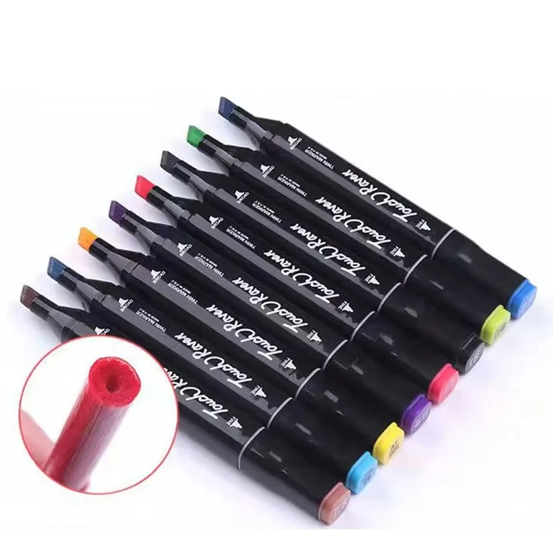 24-262 Kleuren Tweekoppige Vette Art Marker Pen Set voor Tekenen Schetsen Vette Tip Gebaseerde Markers Graffiti Manga School Art Supplies
