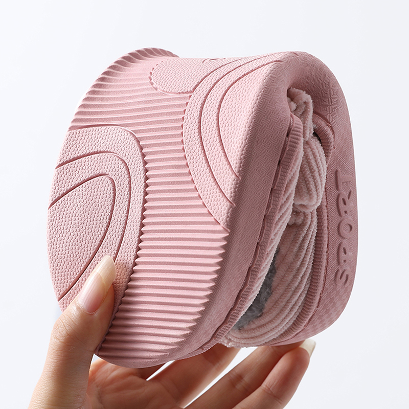 Chinelos internos e externos de sola grossa masculina e feminina, sapatos de algodão macios, quentes, fofos, saltos altos, casais, senhoras, inverno