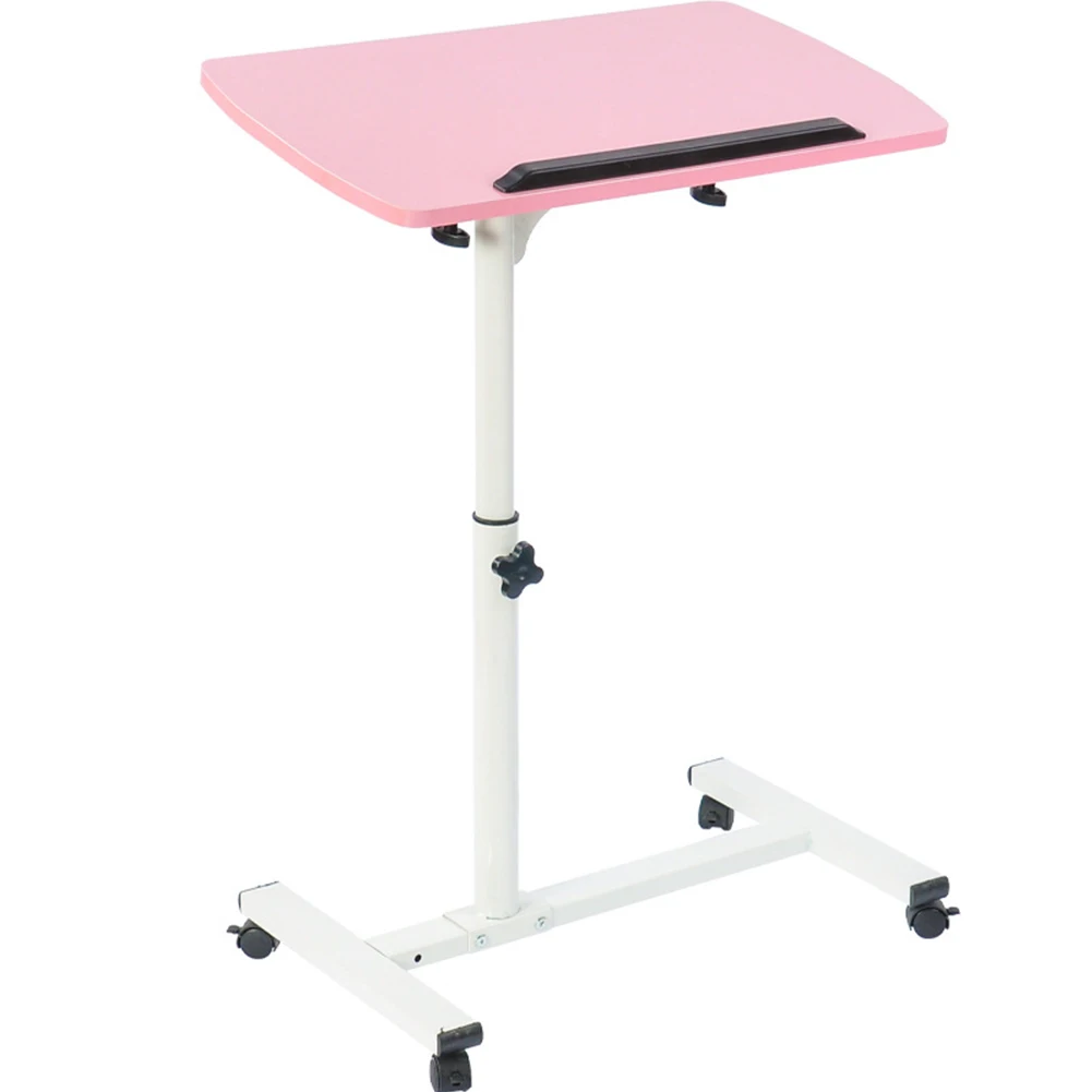 Portable Multifunctional Removable Laptop Desk with Wheels Bed Sofa Books Snack Pink