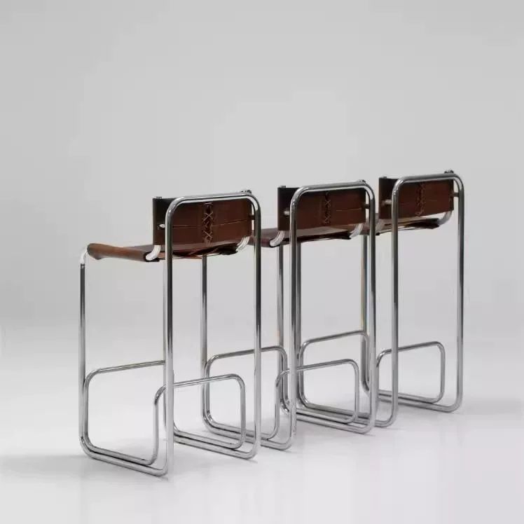 Nordic Light Luxury Bar Chair Home Stainless Steel High Chair Living Room Backrest Comfortable Dining Chairs