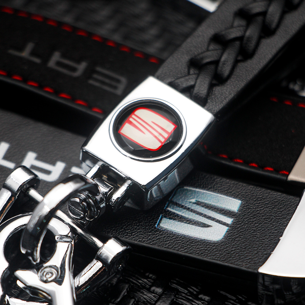 Chaveiro de couro de metal para a SEAT, Car Styling Logo, Cupra, Ateca, Ibiza 6j, 6f, Leon, Mk2, FR, Cordoba Exeo, Arona, Toledo