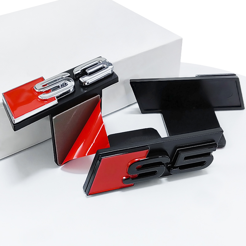 Logotipo 3D ABS cromado negro S3 S4 S5 S6 S7 S8 emblema de parrilla pegatina insignia de rejilla delantera de coche para Audi S3 S4 S5 S6 S7 S8 accesorios