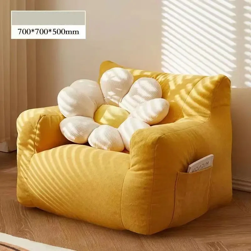Sofá preguiçoso dos desenhos animados para crianças, mini saco de feijão, linho de algodão, assento único casual, sofá com varanda infantil, tatuagem de leitura, Ins Kids Furniture