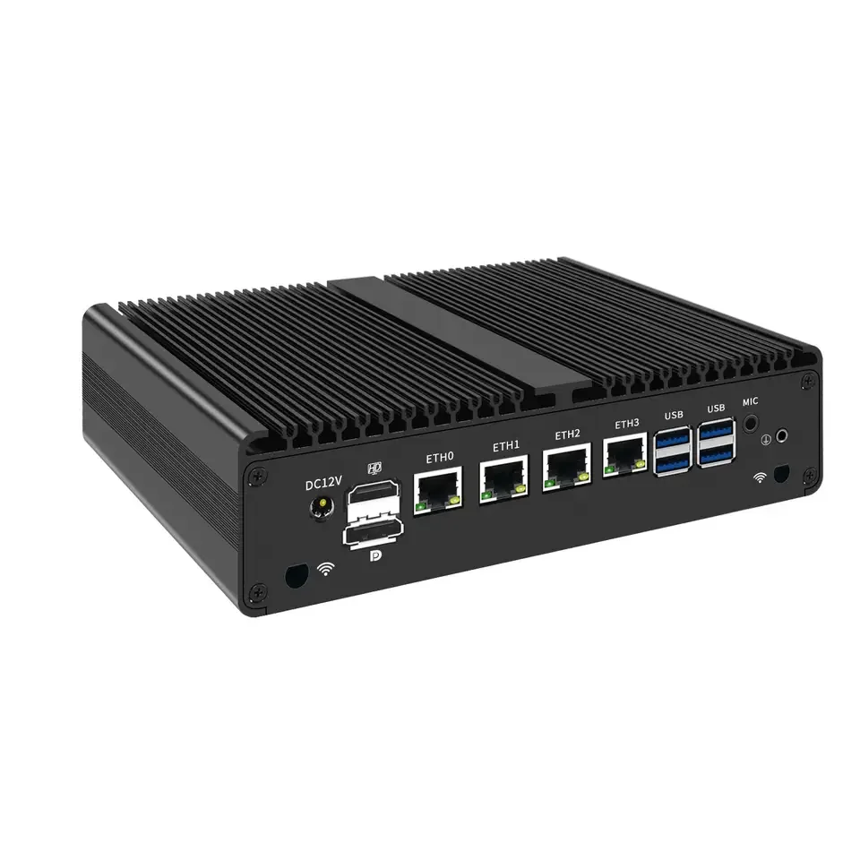 Intel Core i7-8550U i3-7100U Бевентиляторный встроенный промышленный ПК 6 * RS232 COM 4G SIM 4Lan Мини-маршрутизатор Firewall Четырехъядерный Ubuntu 8G RAM
