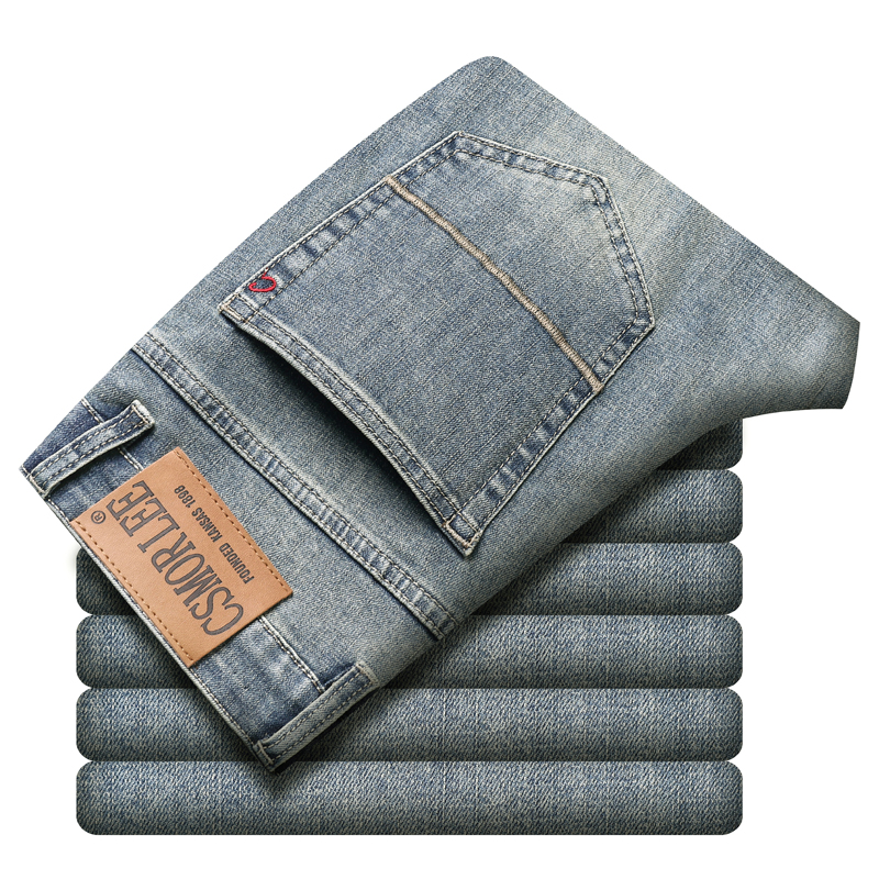 CsmorLee Herren-Jeans, lockere Passform, gerades Bein, trendige lange Hose, lässige, bequeme Denim-Hose