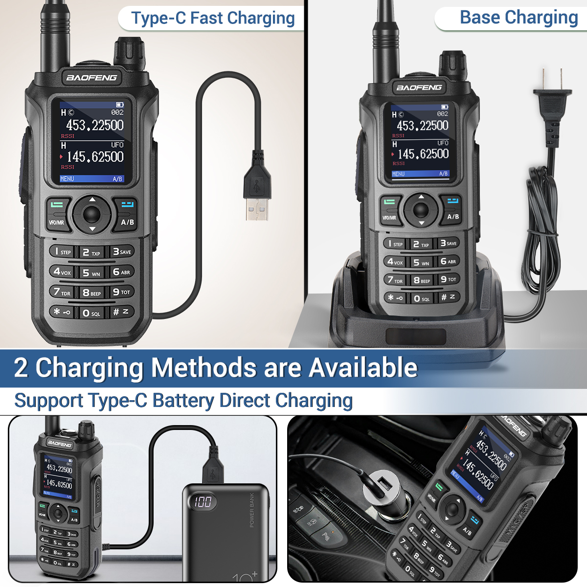 2 uds Baofeng UV-21 PRO V2 Walkie Talkie de largo alcance copia inalámbrica frecuencia tipo C Tri banda potente impermeable Radio bidireccional