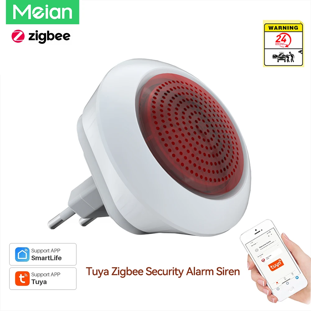 IAlarm Tuya Zigbee3.0 Thông Minh Âm Thanh Flash Cắm Chơi Không Dây Lớn Tiếng Còi Hú Còi Liên Kết Hệ Thống Báo Động