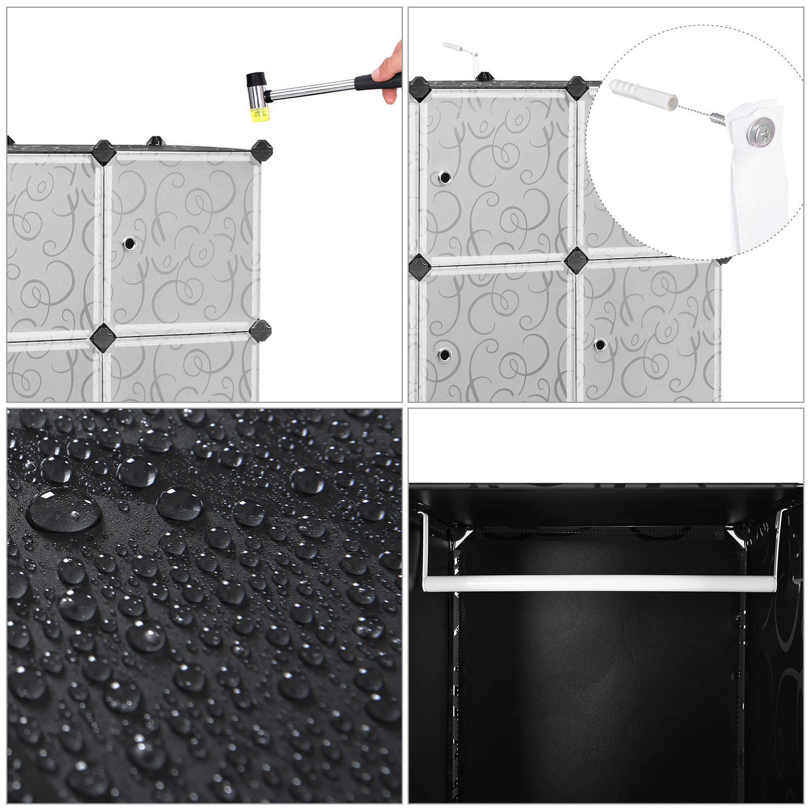 SONGMICS Kleiderschrank Garderobenschrank Steckregalsystem Mit 2 Kleiderstange 178 x 143 x 36 cm