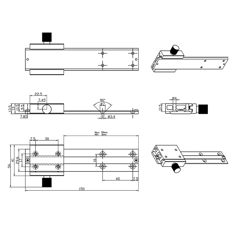 Laser Head Focusing Metal Fixed Mounting Bracket, Engraving Machine Laser Head Z axis Slide way Lifting Adjustable Screw Module