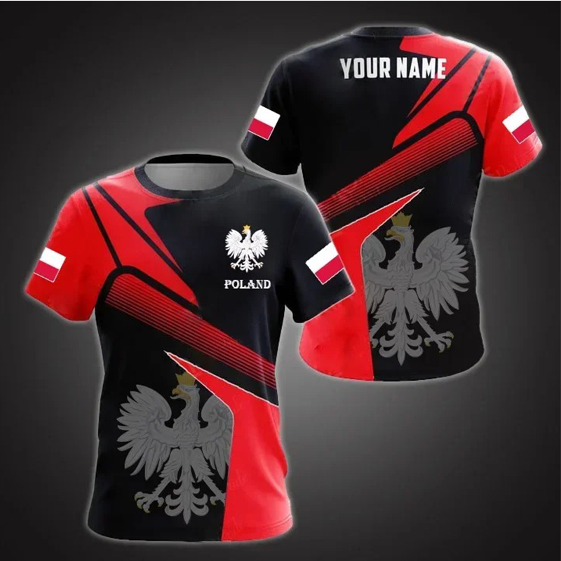 Polish Flag Badge Warrior Camouflage 3D Printed Męska koszulka z krótkim rękawem Oversize Luźna moda T-shirt Sportowy szybkoschnący