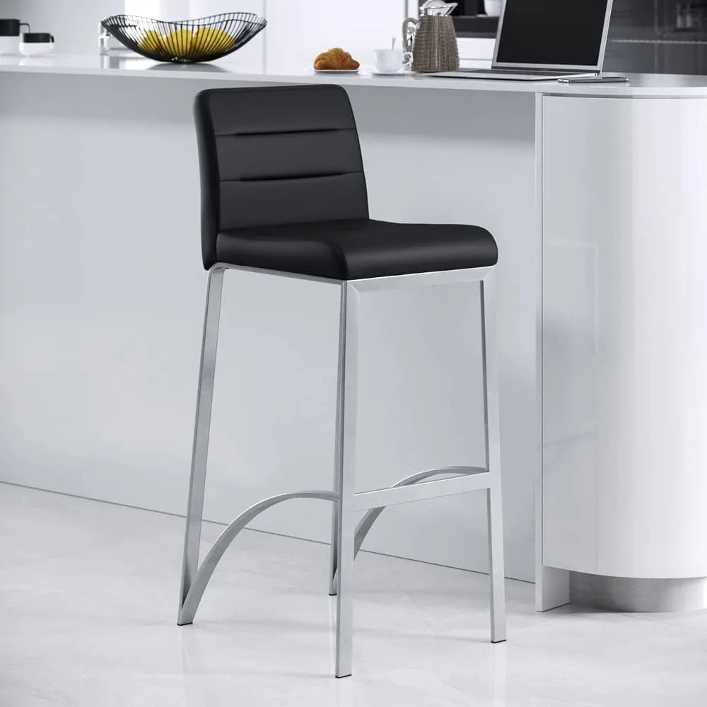 Lynx Bar Stool with Metal Base - Black